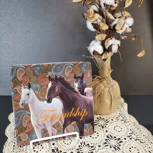 Beautiful Brown Ceramic Paisley Horse Plate 8" Decor Equestrian Farmhouse Accent